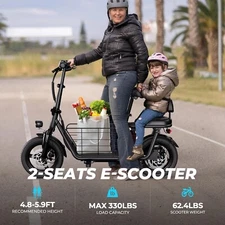Windhorse C3 Electric Scooter - 30-Mile Range, 500W Motor, Child Seat Included