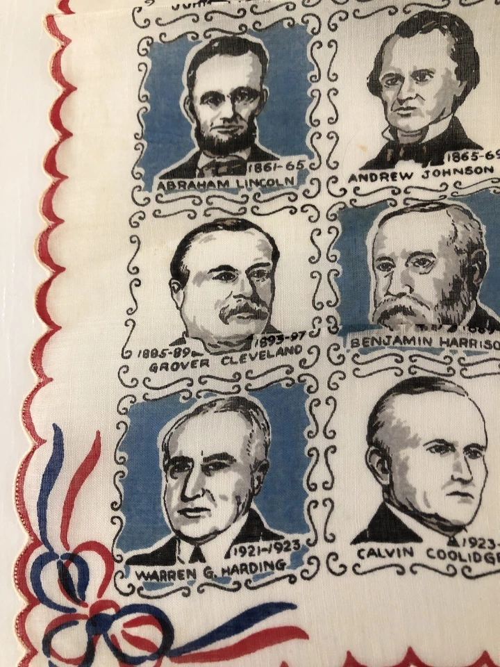 Vintage Handkerchief - HISTORICAL - KNOW YOUR PRESIDENTS 14" - Image 2 of 4