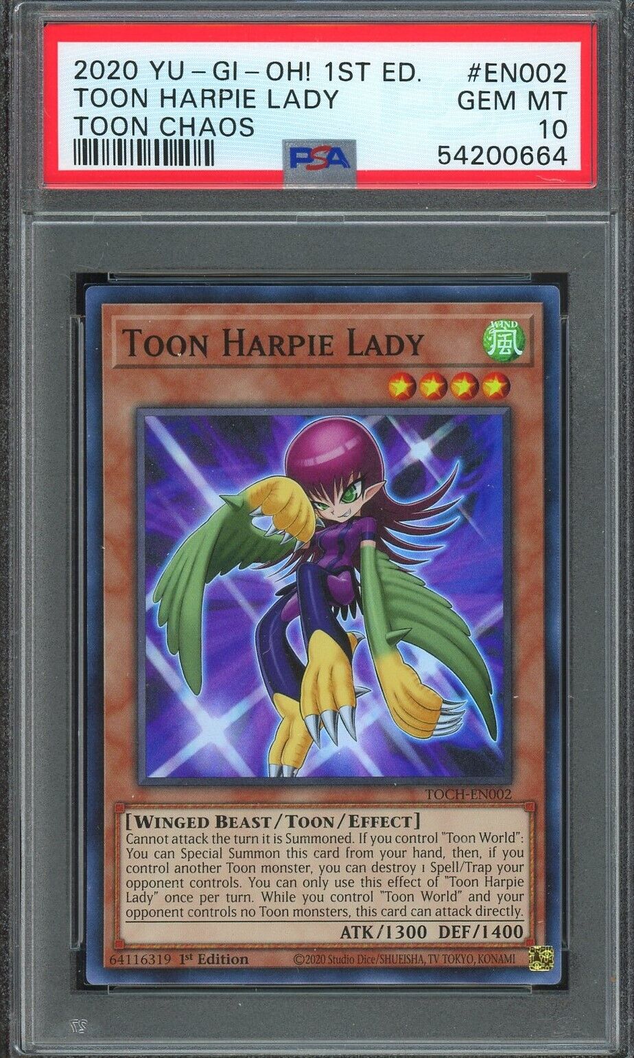 Yugioh Toon Harpie Lady 1st Edition Toch En002 Graded Psa 10 Gem Mint Super Rare Ebay