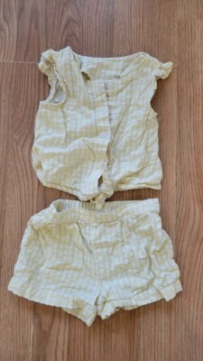 Toddler Girl 2 piece set Size 2T There Abouts Yellow gingham print