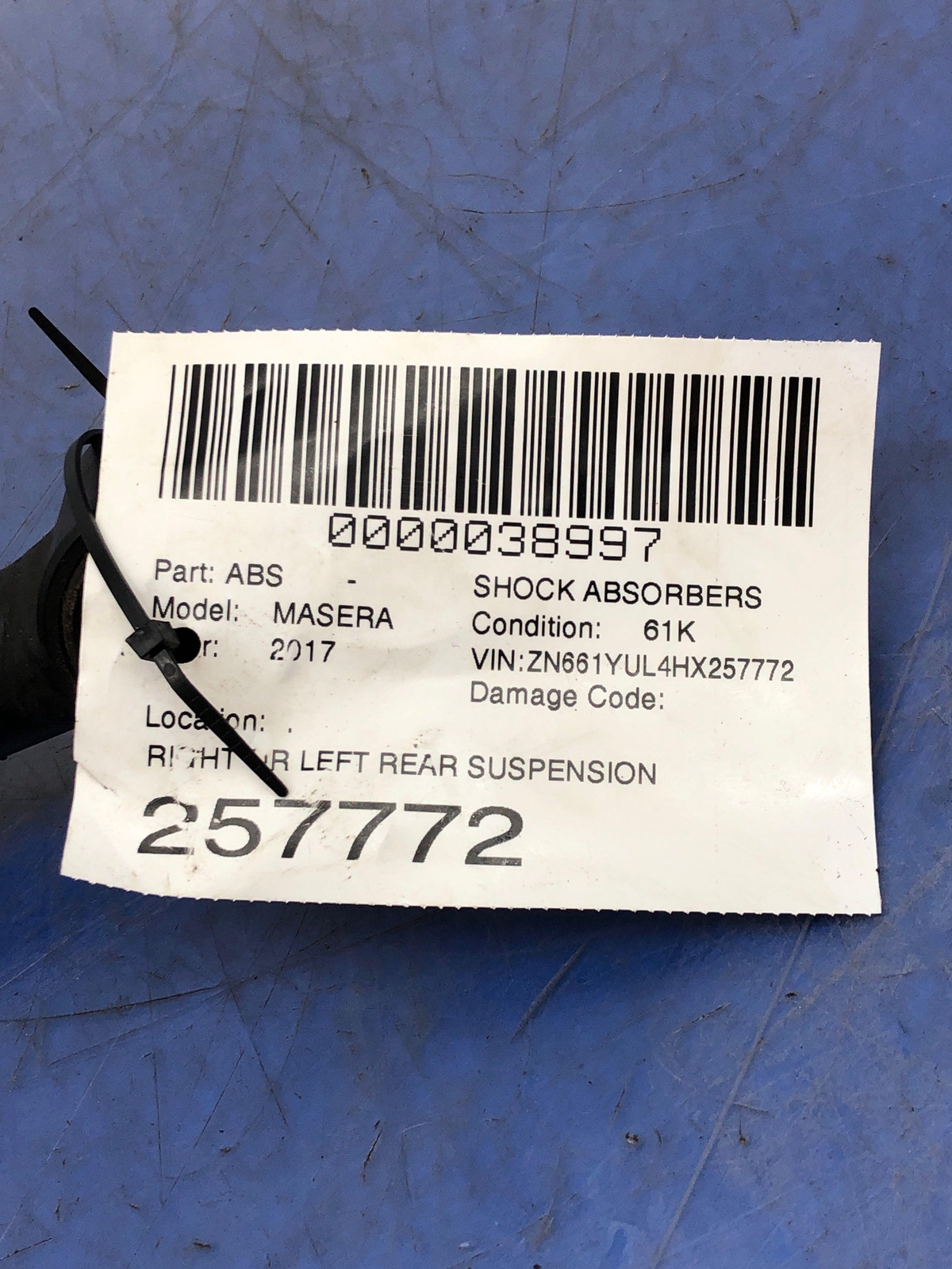 Maserati Levante 2017-2020 Rear Right Damper
