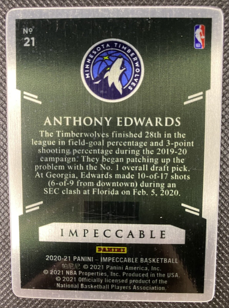 2020-21 Panini Impeccable Anthony Edwards Stainless Stars Asia Red