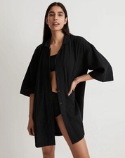 Madewell Crinkle Cotton Cover-Up Mini Shirtdress XS