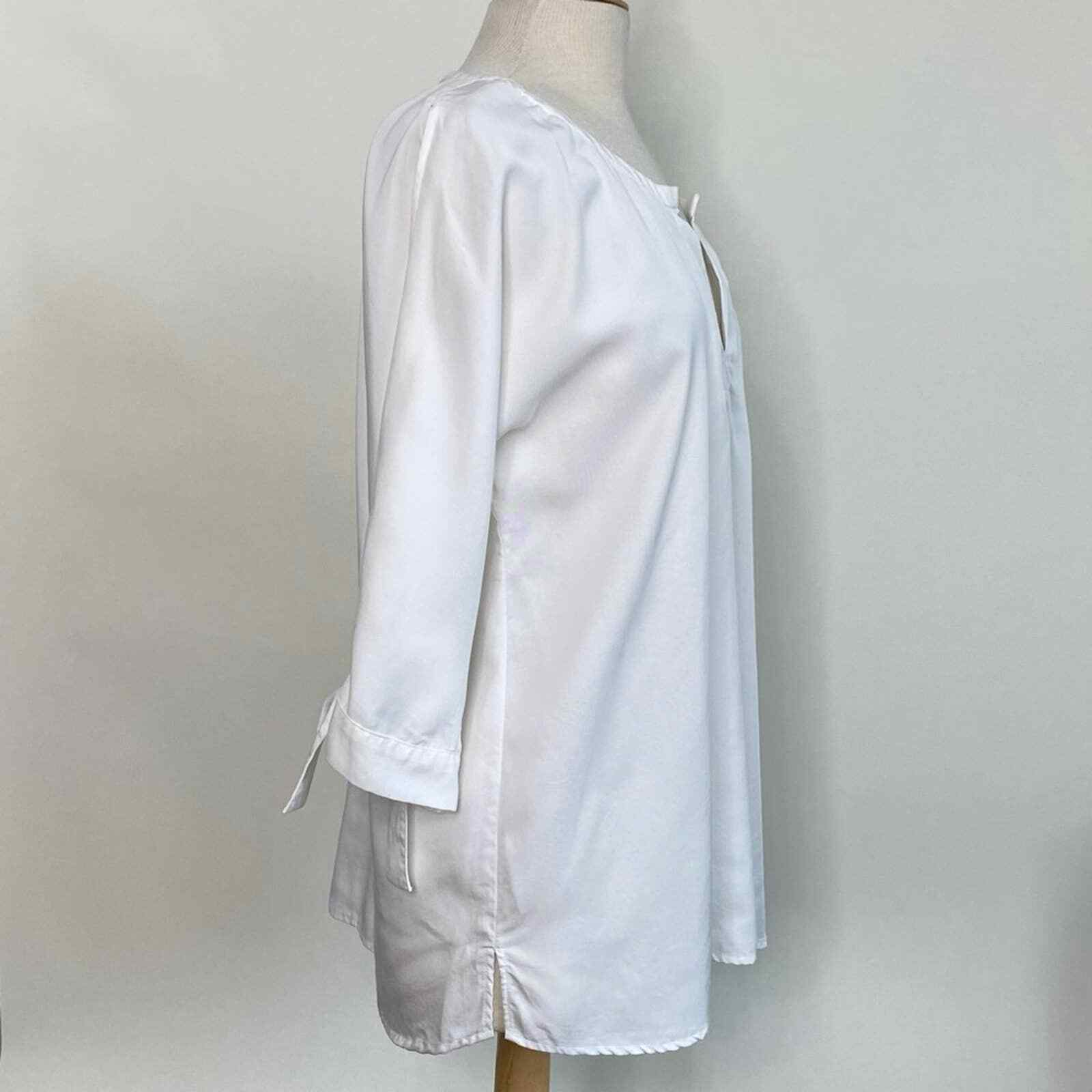 Soft Surroundings top tunic white split sleeve ve… - image 4