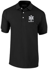 EMT Black Easy Care Polo with Reflective logos on left chest and back