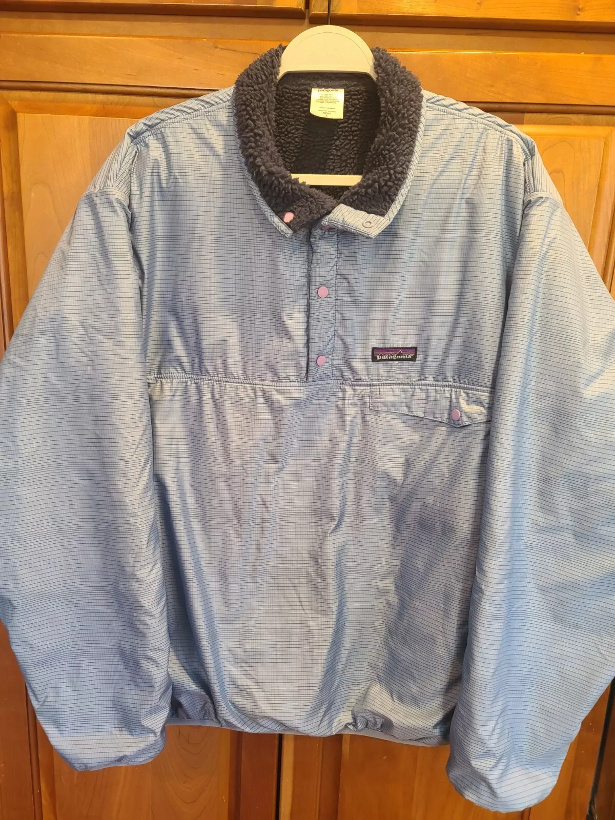 patagonia vintage deep pile snap-t glissade reversible lined pullover jacket
