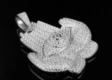 3.50 Ct Moissanite Religious Prayer Hands Evil Eye Pendant 925 Sterling Silver