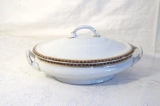 ADOLF PERSCH EAP CZECH 2283 Pink Flowers Oval Covered Vegetable Serving Bowl