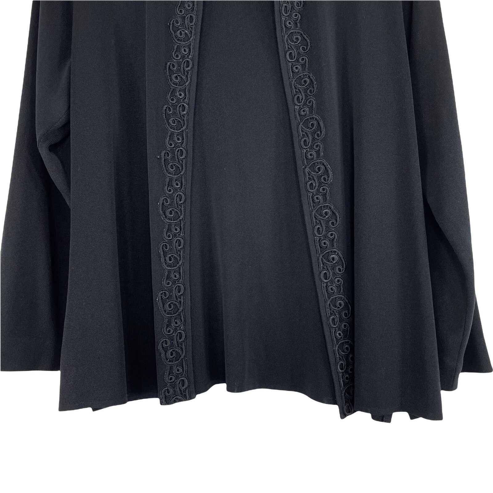 Misook Open Front Solid Black Lace Embellished Ca… - image 2