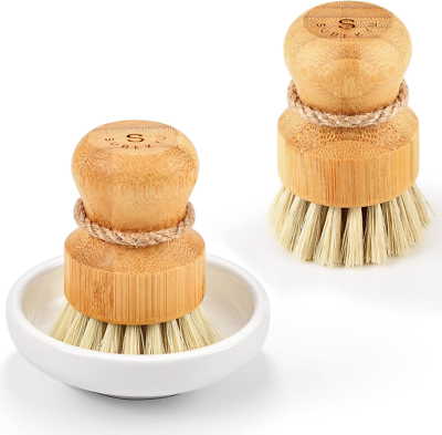#ad Bamboo Dish Scrub Brushes Kitchen Wooden Cleaning Scrubbers Set for Washing Cas $15.57