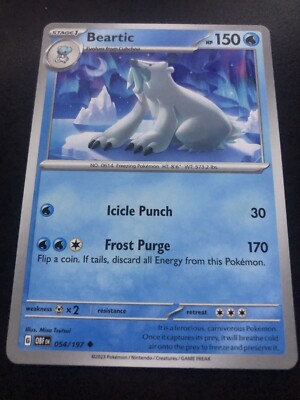 Beartic 054/197 Obsidian Flames Non Holo Uncommon Pokemon Card NM