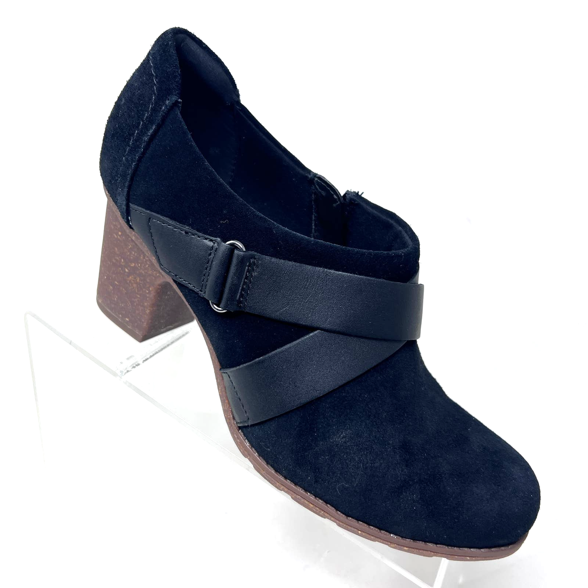 Clarks Sashlin Fiona Bootie Black Suede Chunky Heel Ankle Boot Womens Size  10 M - Main Image