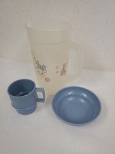 Tupperware Tupper Toys Clear Pitcher with Cats Blue Bowl  Cup