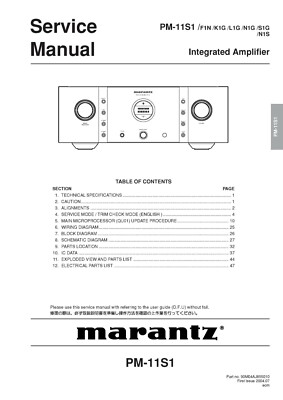 Service Manual-Anleitung für Marantz PM-11 S1 
