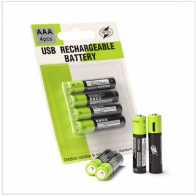 Rechargeable 4x AAA 400mAh LiPo Battery 5V USB Charging ZNTER Lithium