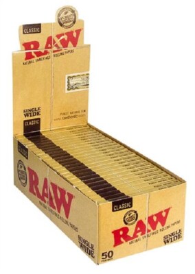 1 Box RAW  Classic Single Wide  Papier  50 Heftchen Papers unbgebleicht  70mm