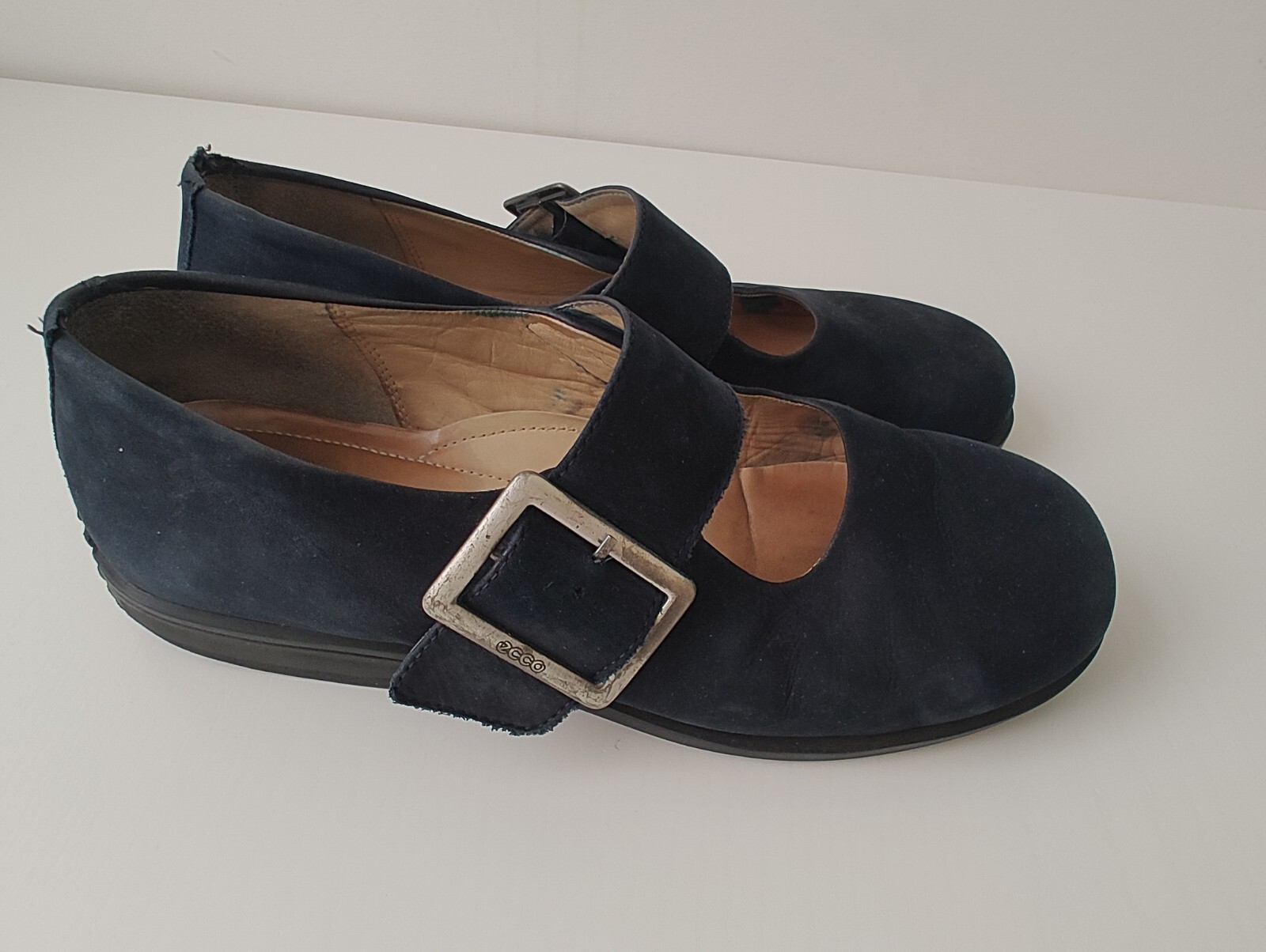 Ecco Ladies Blue Suede Mary Jane Shoes Size 7.5 eBay