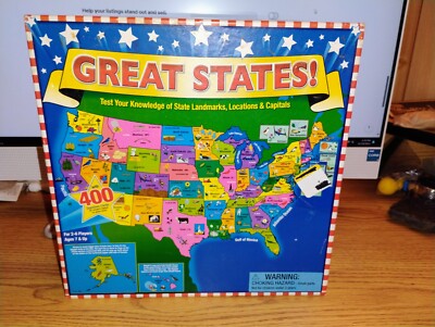 Great States US Geography Landmarks And Capitals Trivia Board Game 2010 Sealed