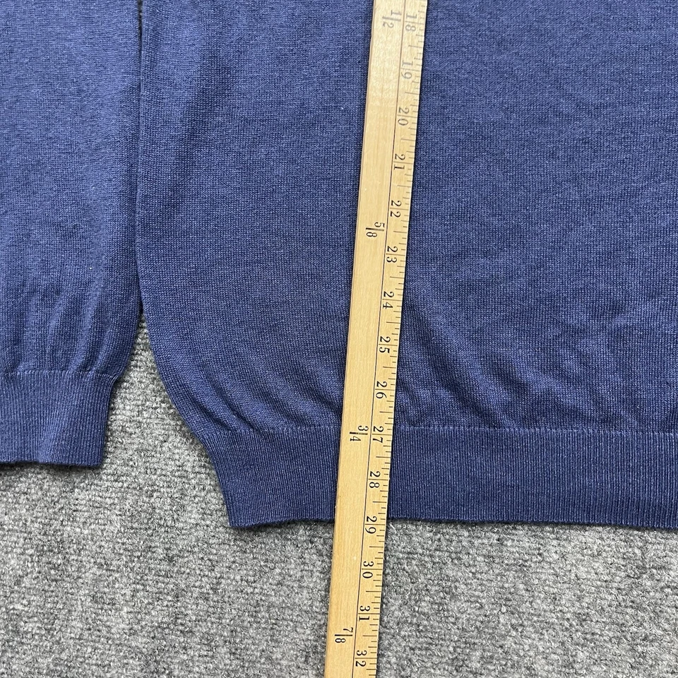 Suéter masculino Paul Frederick 2XL seda cashmere mistura de algodão azul gola V - Imagem 3 de 4
