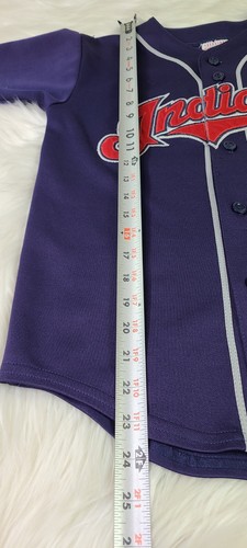 Vntg Majestic Boys Baseball Jersey Cleveland Indians Size (M) Button Up Shirt - Picture 7 of 8