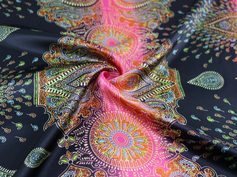 By Yard Dress Material Charmeuse Ethnic Paisley Patchwork Satin Fabric Printed - Image 4 of 4