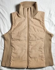 Chico's Vest Beige Size 2 Full Zip Stand Up Collar