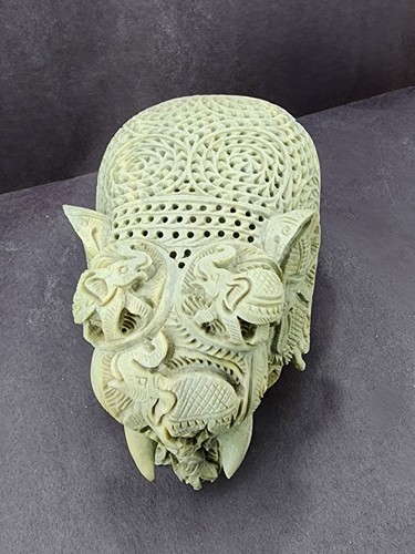 Feine handgeschnitzte Elefant Statue schöne Handkunst Seifenstein 2 Gr. - Bild 21 von 34