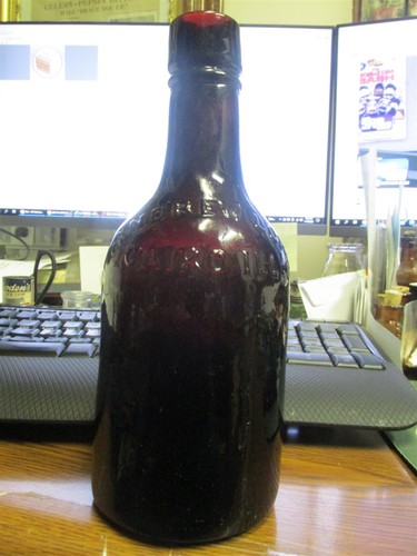 Cairo, ILL. Andrew Lohr Ale Form Soda or Mineral Water Bottle Dark Amber BIMAL