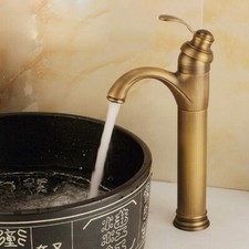 Antique Brass Single Handle Bathroom Basin Sink Faucet Hot Cold Mixer Tap fnf020