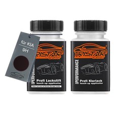 Autolack Lackstift Set für KIA 9H Cassisschwarz Metallic Basis Klarlack je 50ml