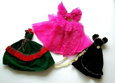 Barbie Doll Holiday Gown Lot 1990 Happy Holiday  + charismas + black  and Gold