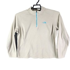 Womens Beige The North Face Fleece Pullover Sweatshirt 1/4 Zip Long Sleeve XL