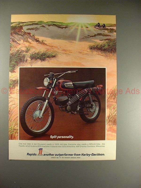 1972 Harley Davidson Rapido Motorcycle Ad - Personality | eBay