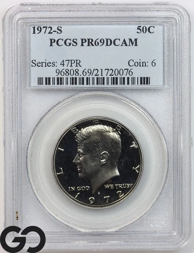 1972-S Kennedy Half Dollar Deep Cameo PROOF, PCGS PR 69 DCAM