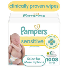 Pampers Sensitive Baby Wipes Unscented, 12 Pack, 1008 Total Count