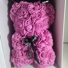 Always And Forever Flower Bear Pink Rose With Box Love Anniversary Wedding Gift 