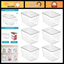 6 Pack Clear Stackable Storage Bins with Lids - Large Plastic Containers for Pan
