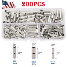 200pcs Non-Insulated Crimp Butt Connector Wire Terminals 10-22AWG