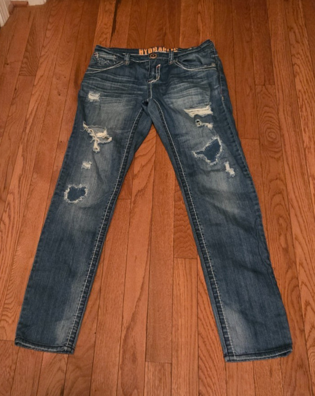 HYDRAULIC Premium Ripped/Destroyed Jeans, Women's Size 7/8, Blue, Denim, Bailey