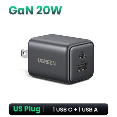 UGREEN 20W 30W GaN PD 3.0 USB-C Charger US Plug for iPhone Samsung Xiaomi iPad .