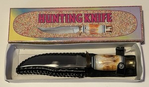 Bone Handle Hunting Knife ~ T-101-B~ NOS ~ NEW w/ Box & Sheath ~ Stainless Steel