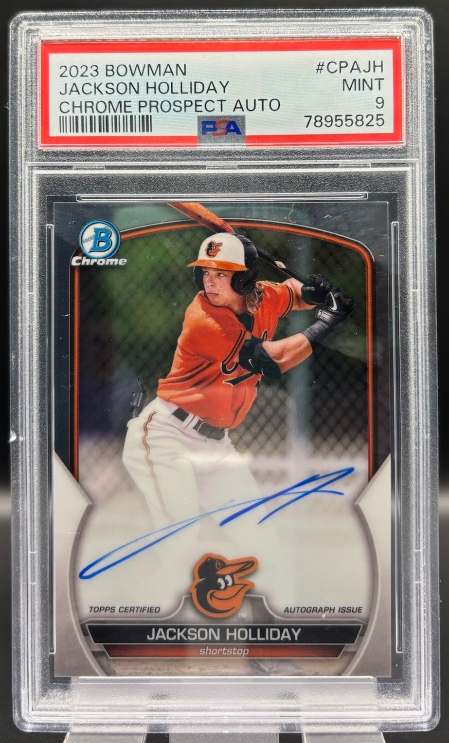 2023 Bowman Jackson Holliday Chrome Prospect Auto #CPA-JH Orioles PSA 9 MINT