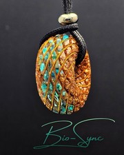 Golden Ratio Torus Vortex Energy Coil Pendant  99.9 Copper  Kingman Turquoise