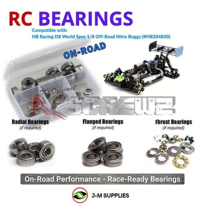 RCScrewZ Metal Shielded Bearings hot030b for HB Racing D8 WS 1/8 HB204850 | KIT