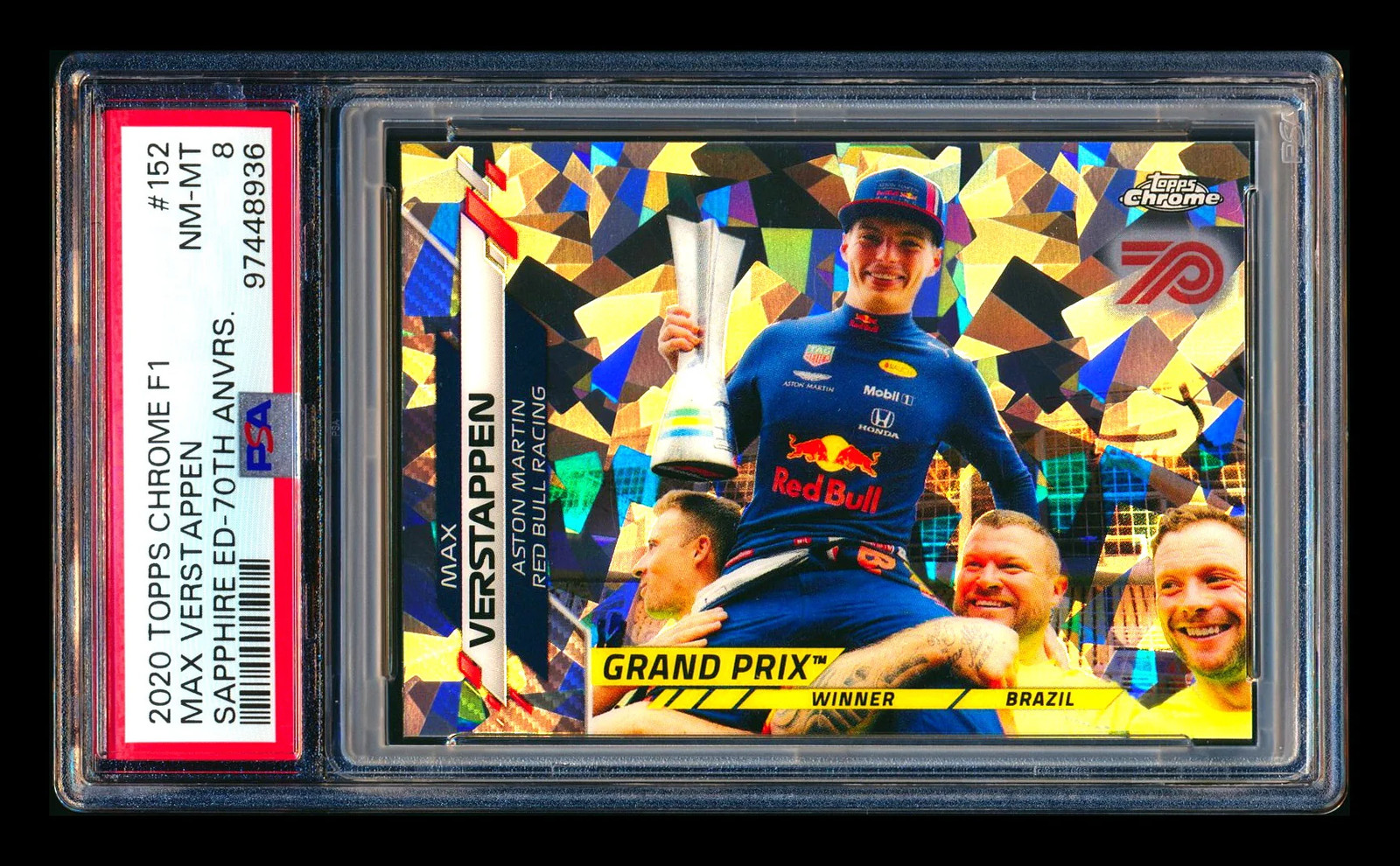 2020 Topps Chrome Sapphire F1 #152 Max Verstappen RC 70th Refractor #27/70 PSA 8 view 1