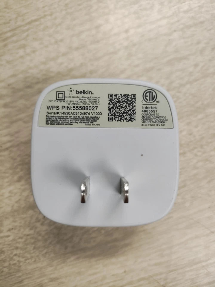 Belkin N300 Wireless Range Extender WIFI 2.4Ghz Signal Booster F9K1015V1 - Image 4 of 4