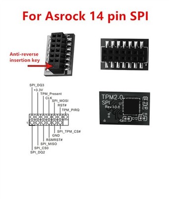 TPM 2.0 Sicherheitsmodul für ASROCK 14 PIN SPI Motherboard für Win 11
