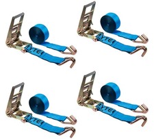 4pk 3x30 Ratchet Tie-down Straps Wwire Hook 15000lbs Bs For Trailer Blue