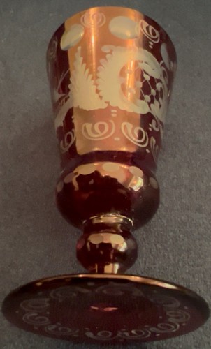 Czech-Biedermeier Era Cut To Clear Ruby Red 1880's Lidded Goblet - Picture 9 of 13