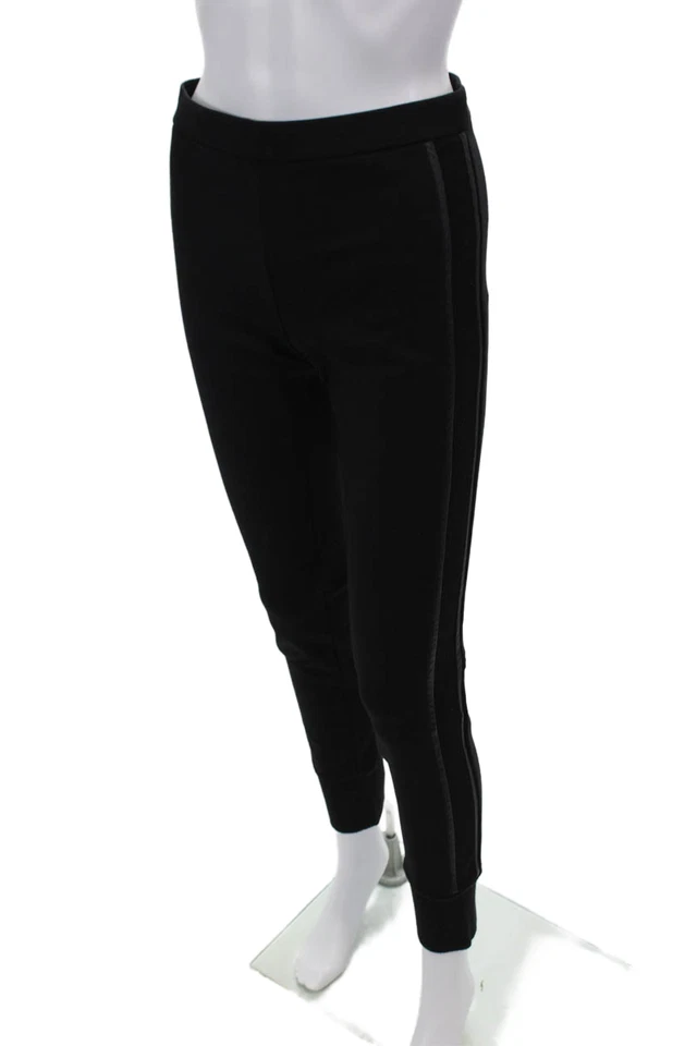 Leggings deportivos Vince para mujer cintura elástica imitación cuero ribete negros talla M Foto 2 de 4